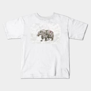 Double Exposure: Bear and Flowers Kids T-Shirt